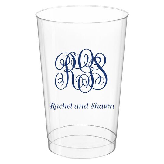 Script Monogram with Text Clear Plastic Cups